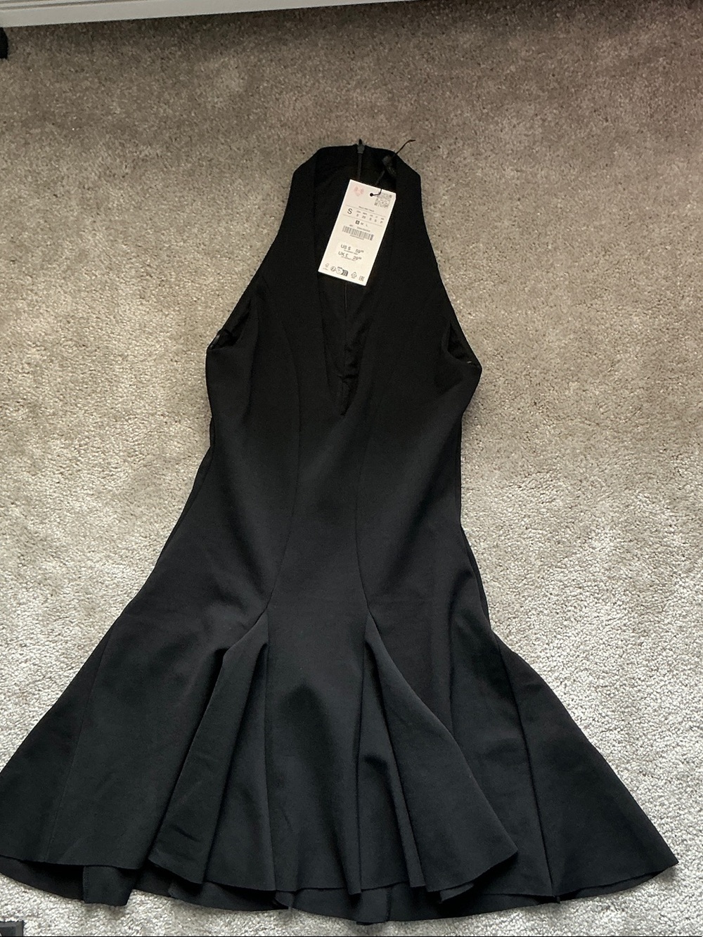 Zara Black Halter Fit-and-Flare Dress